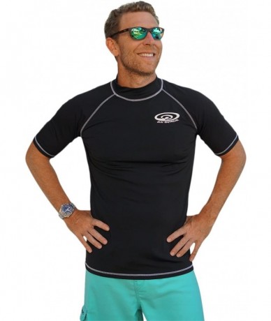 Rash Guards Plus Size Rash Guard Swim Shirt for Big and Tall Large Men - Black - CV188XLKH4G $51.82