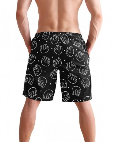 Board Shorts Men's Swim Trunks Hedgehog Cactus Quick Dry Beach Board Shorts with Pockets - Sloths Black - CG18QOQN7M8 $50.80