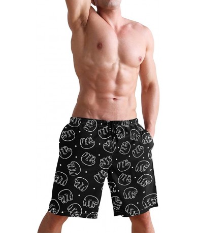 Board Shorts Men's Swim Trunks Hedgehog Cactus Quick Dry Beach Board Shorts with Pockets - Sloths Black - CG18QOQN7M8 $50.80