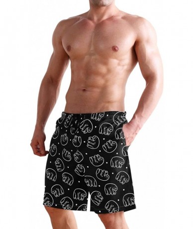 Board Shorts Men's Swim Trunks Hedgehog Cactus Quick Dry Beach Board Shorts with Pockets - Sloths Black - CG18QOQN7M8 $50.80