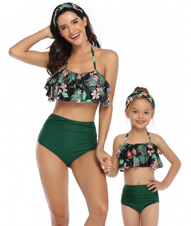 Bottoms Women Two Pieces Swimsuit Ruffle Swimwear Kids Girls Bikini Bathing Suit Mommy and Me Matching Family Beachwear Sets ...