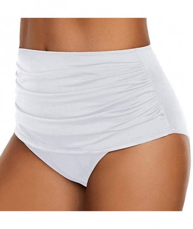 Racing Women's Color Blast Solids High Waist Shape Control Bikini Bottom - White - CV193XH4U69 $18.07