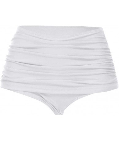 Racing Women's Color Blast Solids High Waist Shape Control Bikini Bottom - White - CV193XH4U69 $18.07