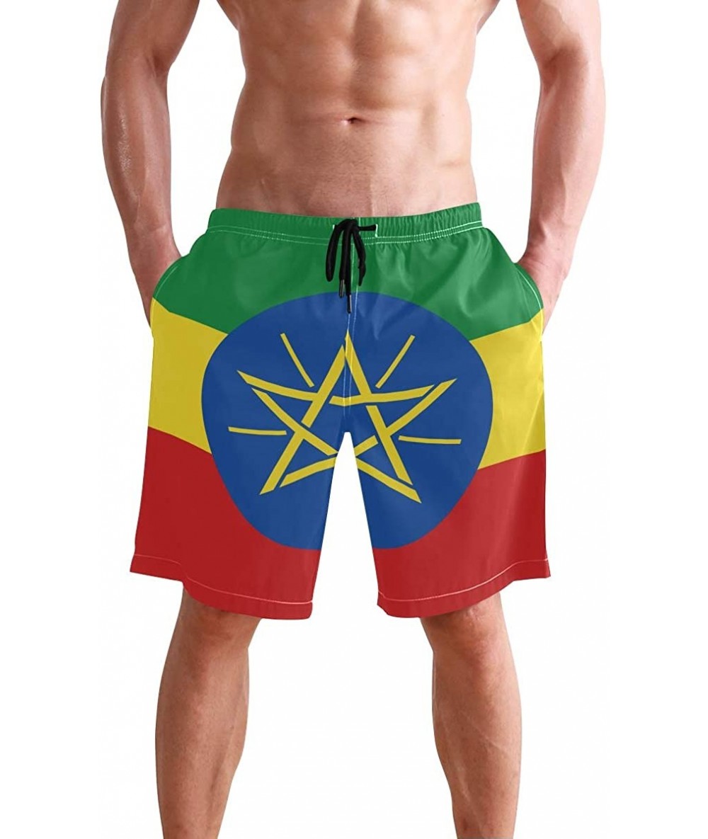 Trunks Egyptian Flag Men's Swim Trunks Beach Shorts with Pockets - Ethiopia Flag - CL18Q6D9ENR $51.47