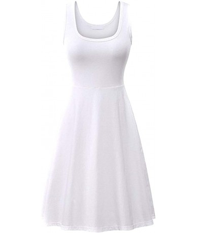 Cover-Ups Women's Summer Sleeveless Casual Dress A-Line Swing Tank Dress Midi Skater Dress - White - CG199MX2RGM $29.09