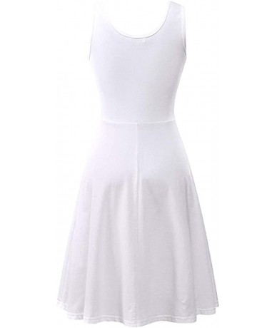 Cover-Ups Women's Summer Sleeveless Casual Dress A-Line Swing Tank Dress Midi Skater Dress - White - CG199MX2RGM $29.09