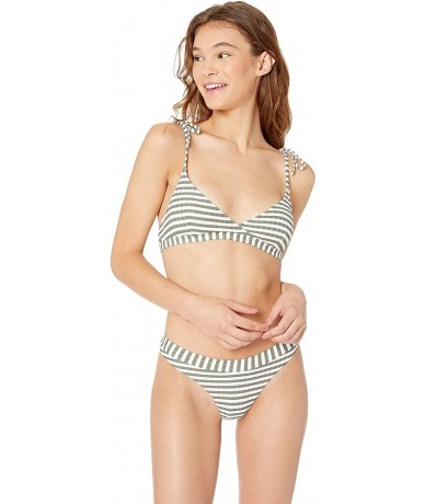 Tops Women's Island Stripe Bralette Bikini Top - Olive - CP18LR7EET5 $75.56