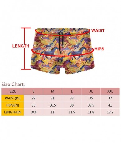 Briefs Skull Pattern in Color Men Swimwear Swimsuits Surf Board Boxer Shorts Trunks - Running Horses on Fall Background - CN1...