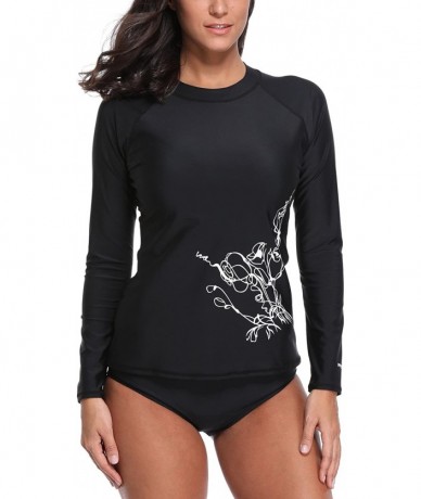 Rash Guards Women's Long Sleeve Rashguard Sun Protection Shirt UPF 50+ Swimwear - Black1 - CA18CSE4DQE $23.61