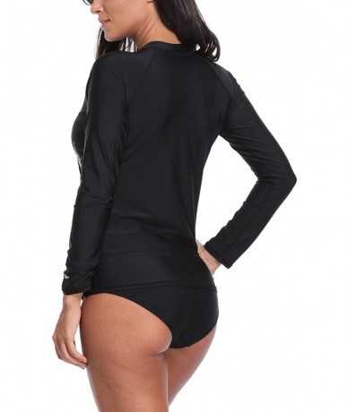 Rash Guards Women's Long Sleeve Rashguard Sun Protection Shirt UPF 50+ Swimwear - Black1 - CA18CSE4DQE $23.61