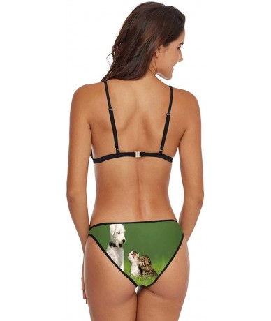 Sets Fox Hunt-Womens Floral Printing Bottoms Padded Halter Bikini Two Piece Swimsuits - Multi 25 - CQ199HUL6AL $71.90