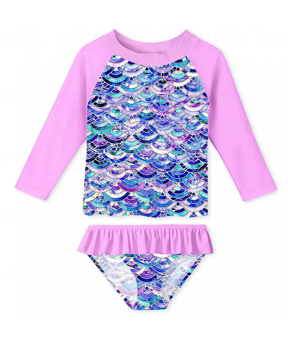 Sets Girls Long Sleeve Rashguard Swimsuit Set Two Piece Beach Bikinki Swimwear Bathing Suits with UPF 50+ 2-8 Years - Mermaid...