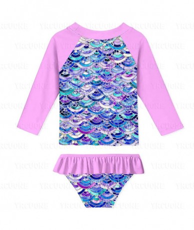 Sets Girls Long Sleeve Rashguard Swimsuit Set Two Piece Beach Bikinki Swimwear Bathing Suits with UPF 50+ 2-8 Years - Mermaid...