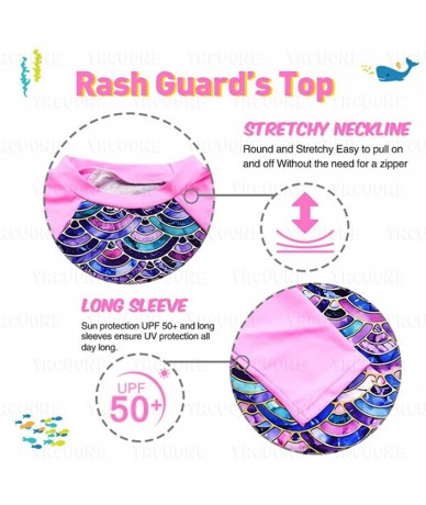 Sets Girls Long Sleeve Rashguard Swimsuit Set Two Piece Beach Bikinki Swimwear Bathing Suits with UPF 50+ 2-8 Years - Mermaid...