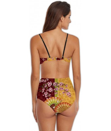 Sets Village of Manarola-Women's Bikini Set Two Piece Padded Bathing Suit for Surfing on The Terre Coast Italy with Flowers -...