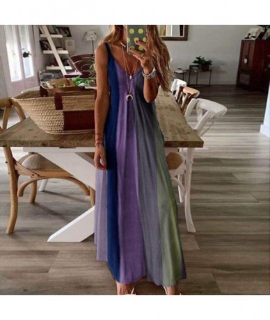 Cover-Ups Women Summer Sleeveless Tie Dye Tank Top Dress Casual Loose Swing Midi Dress Beach Cover Up Dress Bohemian Sundress...