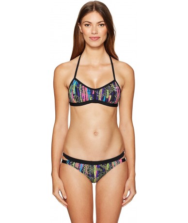 Racing Women's Hiromi Cove Mini Bikini Bottom - Black Multi - C6182MI63ZG $44.57