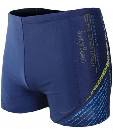 Racing Swim Trunks Jammers Swimsuit - Endurance+ Nylon Solid Square Leg Sports Boxer Briefs - Black - CP18S060STY $24.24