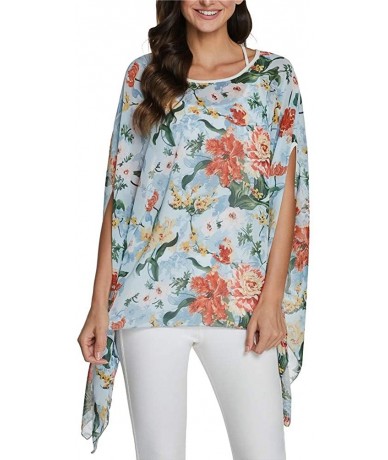 Cover-Ups Batwing Tops for Women Summer Bohemian Chiffon Blouse Floral Loose Shirt Beach Tunic Tops - 02-043 - CB192R7033H $2...