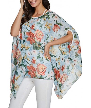 Cover-Ups Batwing Tops for Women Summer Bohemian Chiffon Blouse Floral Loose Shirt Beach Tunic Tops - 02-043 - CB192R7033H $2...