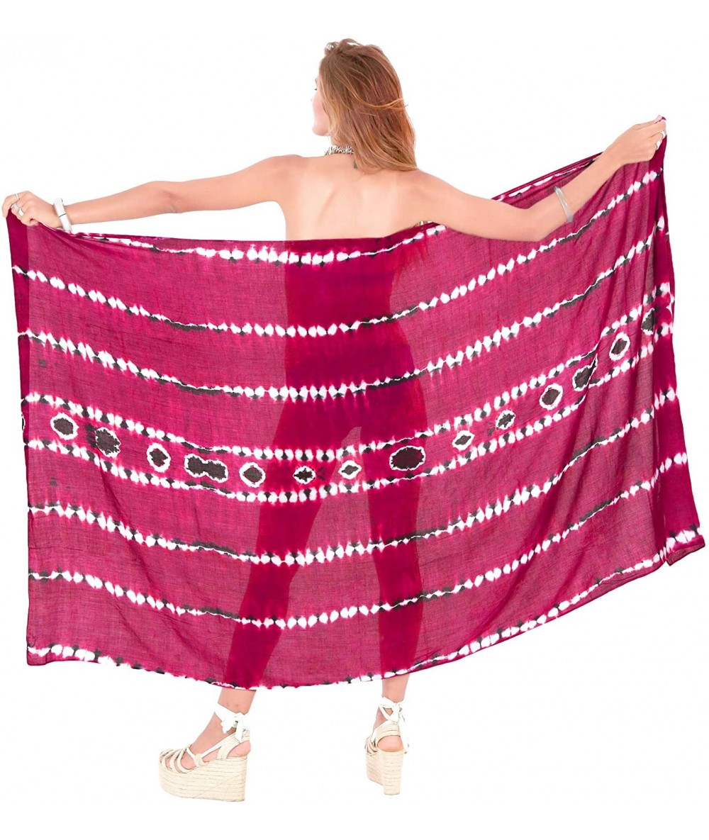 Cover-Ups Women's Swimwear Bikini Cover-Ups Beach Towel Wrap Skirt Hand Tie Dye A - Red_h931 - CY187DDGXSI $34.26