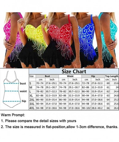 Racing Womens Feather Sequins Print Tankini Swimwear Two Piece Set Tummy Control Swimming Bathing Suit Swimsuits Yellow - CU1...