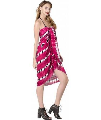 Cover-Ups Women's Swimwear Bikini Cover-Ups Beach Towel Wrap Skirt Hand Tie Dye A - Red_h931 - CY187DDGXSI $34.26