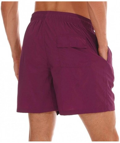 Trunks Men's Swim Trunks Quick Dry Beach Shorts with Pockets - Violet Red - CF18MGAYTYQ $32.50