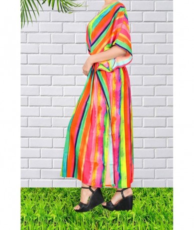 Cover-Ups Women's Maxi Kaftan Swimsuit Cover Ups Sleep Casual Dress Drawstring - Multi_y728 - CQ1938LQK3A $41.85