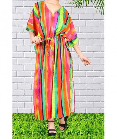 Cover-Ups Women's Maxi Kaftan Swimsuit Cover Ups Sleep Casual Dress Drawstring - Multi_y728 - CQ1938LQK3A $41.85