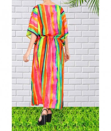 Cover-Ups Women's Maxi Kaftan Swimsuit Cover Ups Sleep Casual Dress Drawstring - Multi_y728 - CQ1938LQK3A $41.85