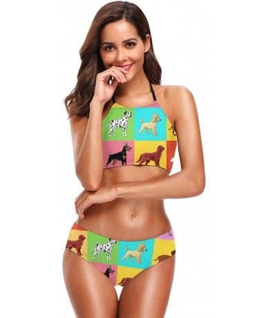 Racing Girl's Halter Bikini Set 2 Piece Dreamcatchers Swimsuit Beach Suit - Color_19 - CM18ULLX90Q $49.99