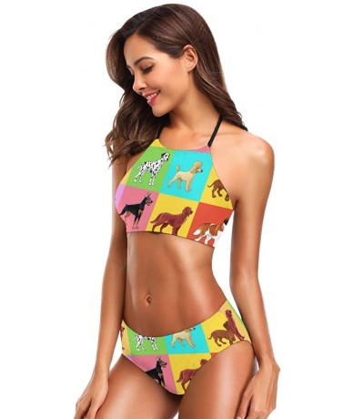 Racing Girl's Halter Bikini Set 2 Piece Dreamcatchers Swimsuit Beach Suit - Color_19 - CM18ULLX90Q $49.99