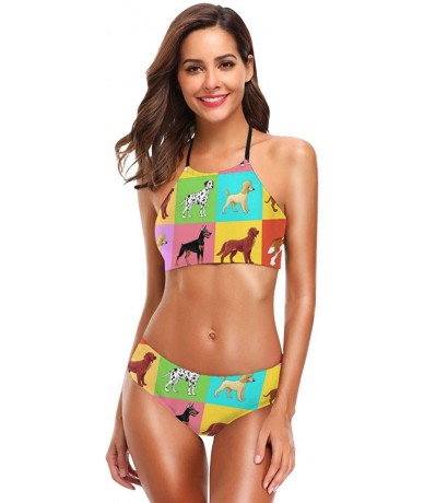 Racing Girl's Halter Bikini Set 2 Piece Dreamcatchers Swimsuit Beach Suit - Color_19 - CM18ULLX90Q $49.99