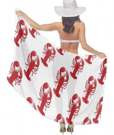 Cover-Ups Women Fahion Swimsuit Bikini Cover Up Sarong- Party Wedding Shawl Wrap - Lobster Red - CW19C4OHW9X $44.67