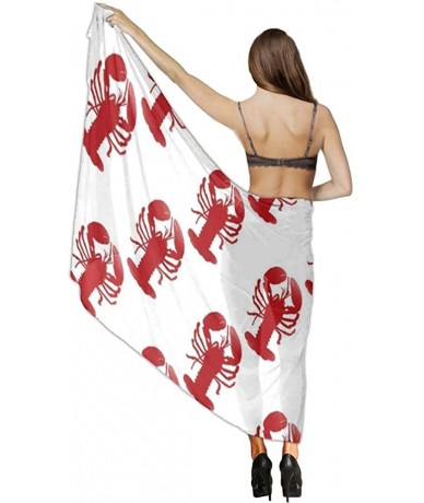 Cover-Ups Women Fahion Swimsuit Bikini Cover Up Sarong- Party Wedding Shawl Wrap - Lobster Red - CW19C4OHW9X $44.67