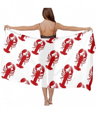 Cover-Ups Women Fahion Swimsuit Bikini Cover Up Sarong- Party Wedding Shawl Wrap - Lobster Red - CW19C4OHW9X $44.67