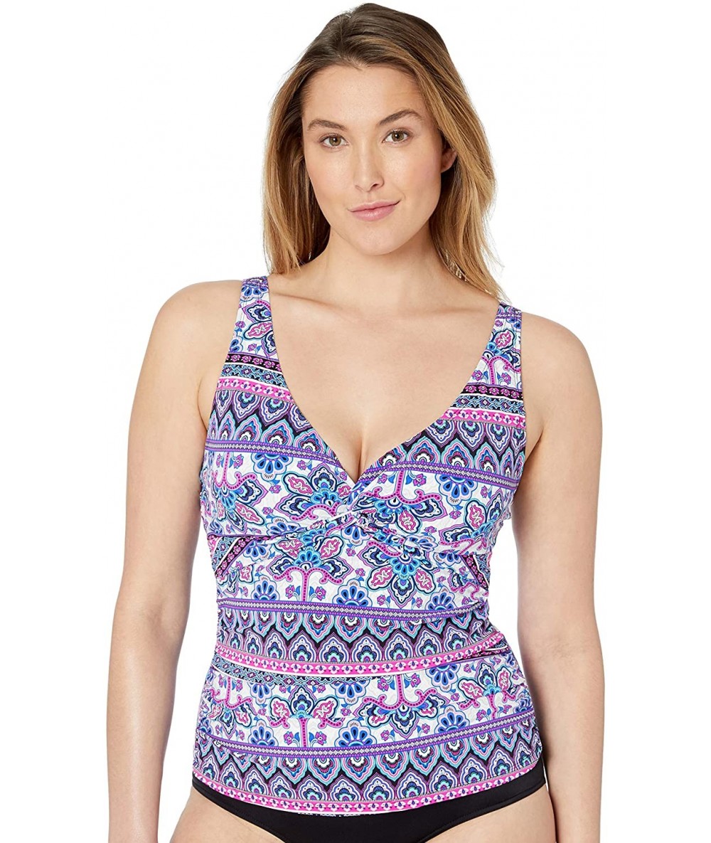 Tankinis Women's Twist Front D-Cup Tankini Swimsuit - Casablanca Stripe - CR18HZG20WH $63.93