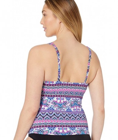 Tankinis Women's Twist Front D-Cup Tankini Swimsuit - Casablanca Stripe - CR18HZG20WH $63.93