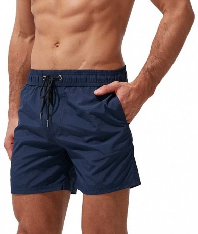 Trunks Men's Swimming Underwear Casual Loose Color Splicing Swim Trunks Quick-Dry Sport Beach Surfing Pants - C-navy - CY1979...