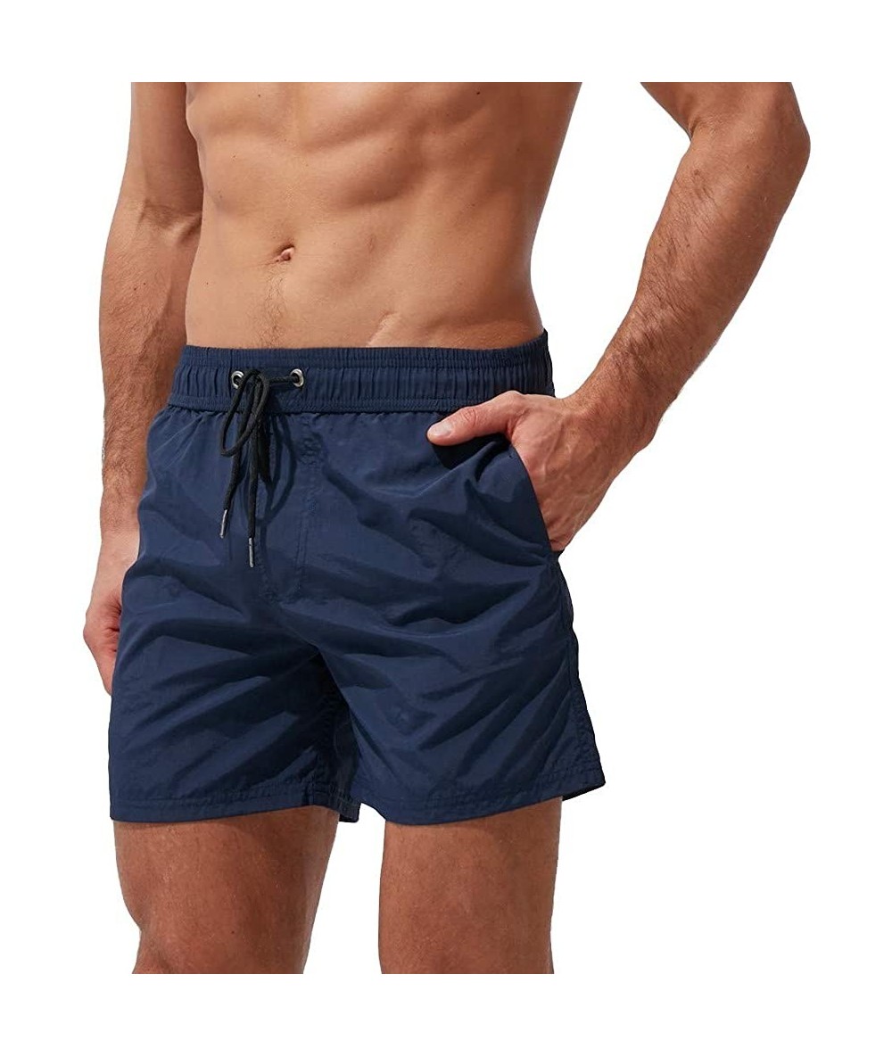 Trunks Men's Swimming Underwear Casual Loose Color Splicing Swim Trunks Quick-Dry Sport Beach Surfing Pants - C-navy - CY1979...