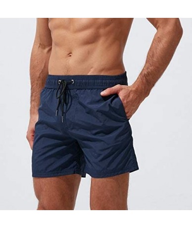 Trunks Men's Swimming Underwear Casual Loose Color Splicing Swim Trunks Quick-Dry Sport Beach Surfing Pants - C-navy - CY1979...