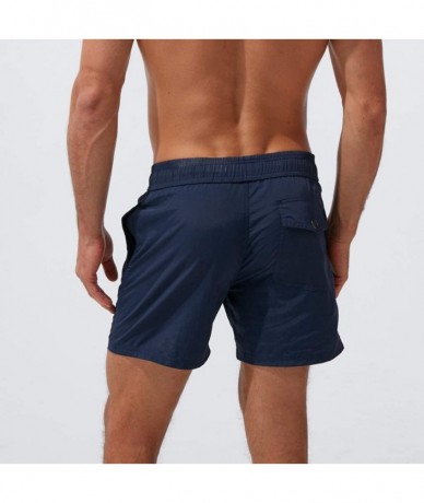 Trunks Men's Swimming Underwear Casual Loose Color Splicing Swim Trunks Quick-Dry Sport Beach Surfing Pants - C-navy - CY1979...