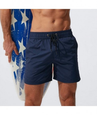 Trunks Men's Swimming Underwear Casual Loose Color Splicing Swim Trunks Quick-Dry Sport Beach Surfing Pants - C-navy - CY1979...