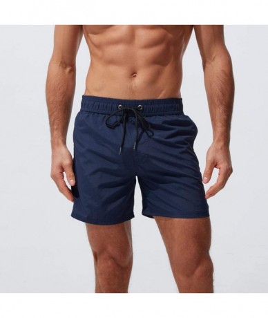 Trunks Men's Swimming Underwear Casual Loose Color Splicing Swim Trunks Quick-Dry Sport Beach Surfing Pants - C-navy - CY1979...