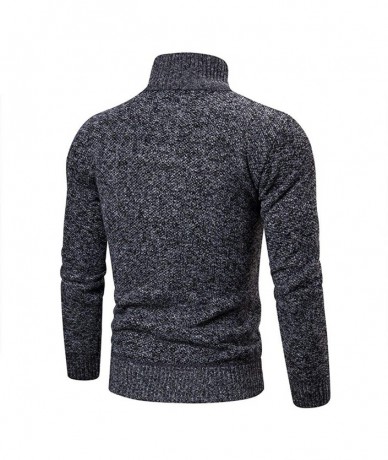 Trunks Men's Full Zip Casual Classic Soft Thick Knitted Cardigan Sweaters Long Sleeve with Pockets - Dark Gray a - CR193EIH8S...