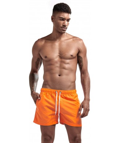 Trunks Men's Athletic Shorts Bodybuilding Shorts Lifting Gym Workout Sweat Shorts Basketball Shorts 6 Colors - Orange - CZ197...