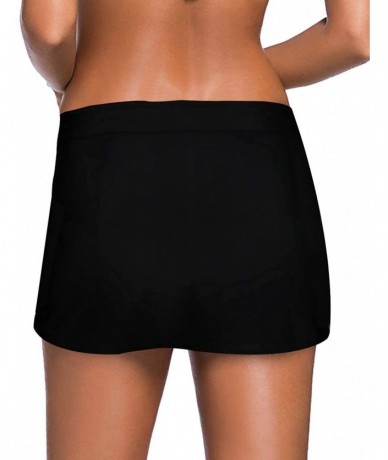 Tankinis Womens Swim Skirt Black Bathing Suit Bottoms Mid Waist Swim Bottoms Elastic Waist Swimsuit Bottoms - Black - CZ18Z5W...