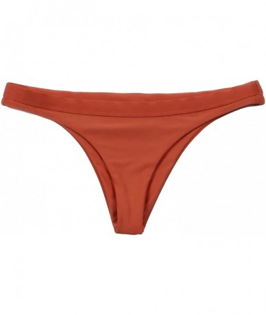 Tankinis Women's Seamless Wraparound Halter Banded Cheeky Bottom - Rust - CW18CY59UEQ $40.02