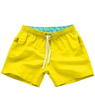 Briefs Beach Swimming Trunks Boxer Brief Swimsuit Swim Underwear Boardshorts with Pocket - Yellow - CW18SZWXTM7 $17.36